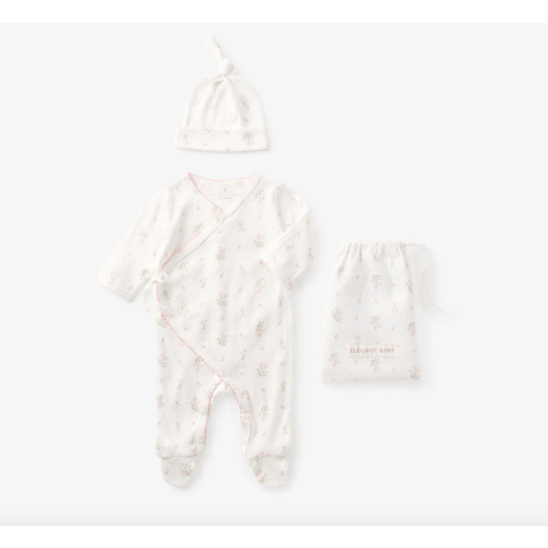 Folklore Floral Organic Cotton Pointelle Layette 2PC Set – Elegant Baby