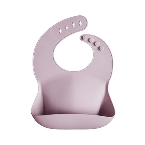mushie Silicone Baby Bib | Adjustable Fit Waterproof Bibs (Pale Mauve)