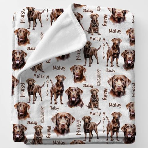 Labrador Cute Dog Lovers Gift Blanket, Chocolate Lab Gift For Dog Parents, Lab Retriever Blanket, Custom Name Blanket For Kid, Dog Mom Gift