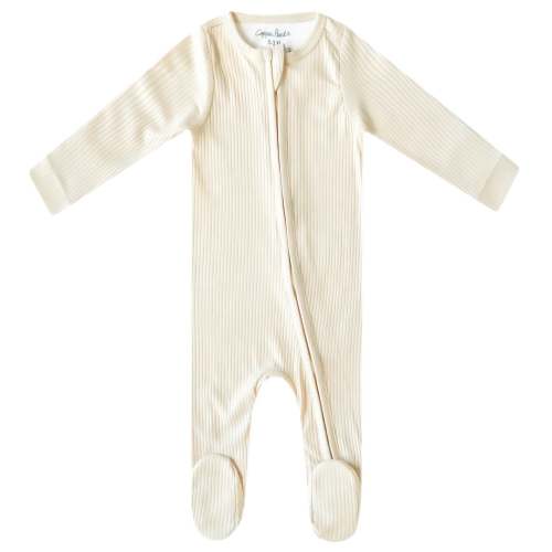Rib Knit Zip-Up Footie Pajama - Moonstone