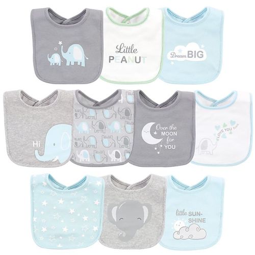 Luvable Friends® 10-Pack Elephant Cotton Drooler Bibs in  - Blue