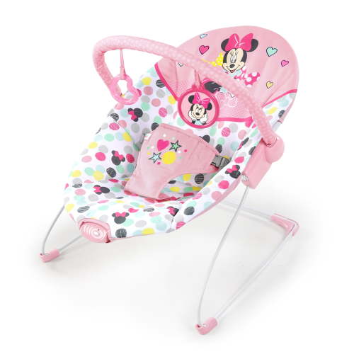 Disney Baby Slip Resistant Vibrating Infant Baby Bouncer, Minnie Mouse Spotty Dotty by Bright Starts