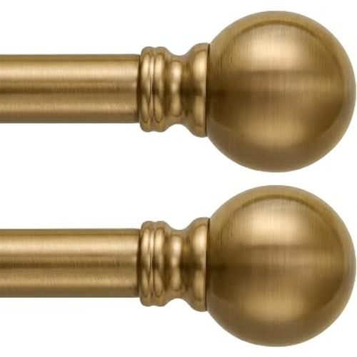 2 Pack Warm Gold Curtain Rods for Windows 48 to 84 Inch 1" Diameter
