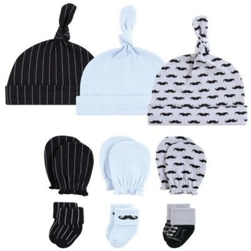Hudson Baby Boys Caps, Mittens and Socks Set, Little Mustache, 0-6 Months