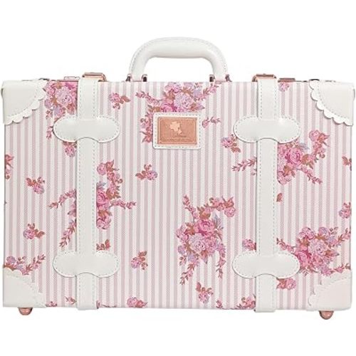 Unitravel Baby Keepsake Case, 18" Handmade Memory Storage Box, Newborn Keepsake Box, Vintage Suitcase for Baby Shower, Baptism, Naming Ceremony or Birthday (floral)