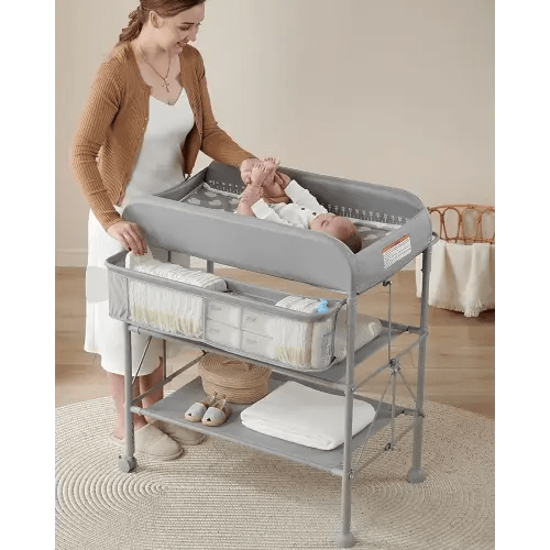 BEKA Diaper Changing Station, Portable Changing Table for Baby, Waterproof, Folding Portable Changing Station, Adjustable Height w/Organizer, Mobile Nursery Diaper Changing Table for Baby, Newborn