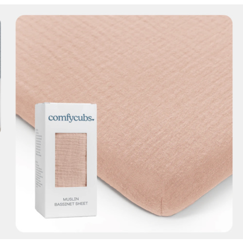 Comfy Cubs Muslin Fitted Bassinet Crib Sheet - Extra Soft & Breathable