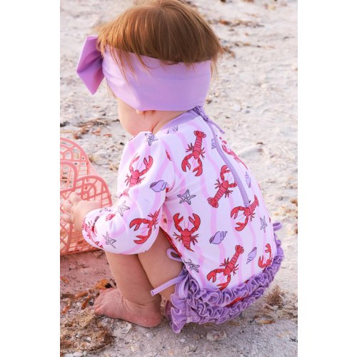 Long Sleeve Rash Guard With Ruffle Bottom | Pinch Me Pink