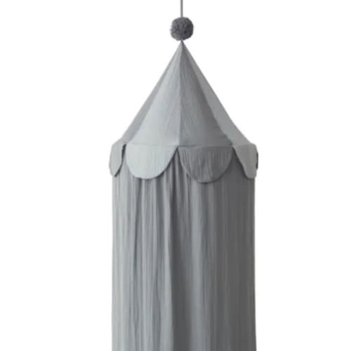 Lilly & Lula | Kids Bed Canopy With Pom Pom Detail - Pink, Grey & Brown