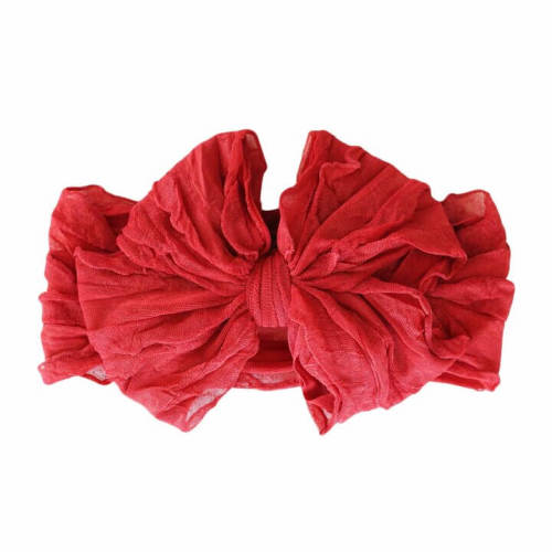 Large Ruffle Knit Bow | Santa Red