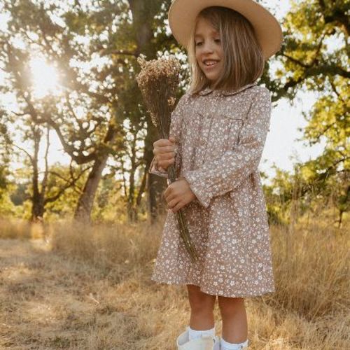 Makemake Organics Organic Smocked Button Dress - Harvest