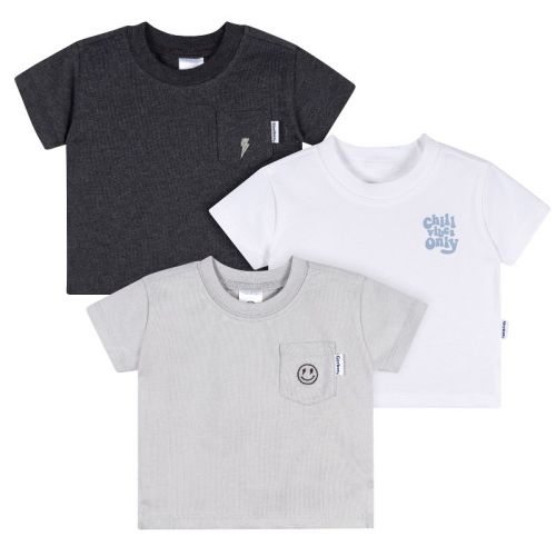 Gerber Toddler Boys' Short Sleeve T-Shirts, 3-Pack, Grey, 2T