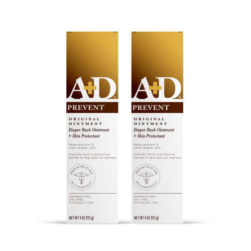 A+D Original Diaper Rash Ointment Prevents & Treats Diaper Rash, Moisturizing Skin Protectant with Vitamins A & D, Healing Skin Ointment for Dry and Cracked Skin 4oz 2 Pack