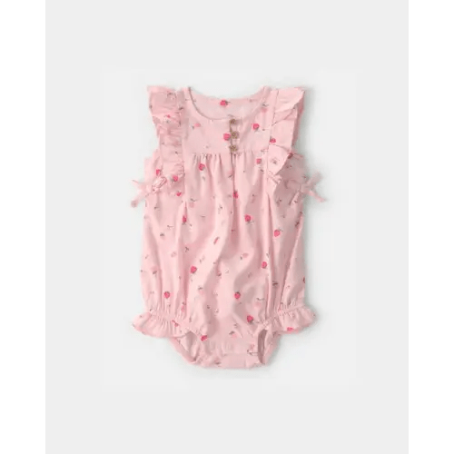 Baby Girl Strawberry Sleeveless Bubble Romper - Pink | Carter's