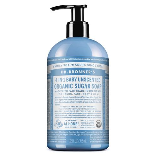 Dr. Bronner's Organic Baby Sugar Soap - Unscented - 12 fl oz