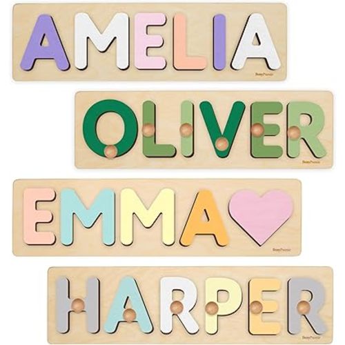 Personalized Name Puzzle Montessori Toys Nursery Decor Customized Puzzle Educational Toy for a 1 Year Old Gifts Kids Name Sign for Nursery Easter Present for Baby