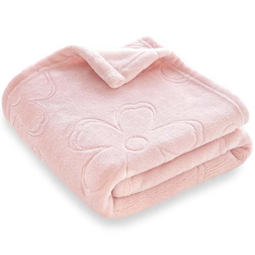 BORITAR Baby Blanket for Girls Ultra Soft Cozy Fleece Baby Blankets, Warm and Lightweight Toddler Blanket with Elegant Floral Printed for Bed Stroller Crib Travel, 30x40 Inch, Pink