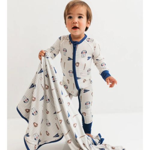 Blue Baseball Zipper Romper – In My Jammers