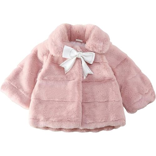 Panegy Baby Girl Winter Fur Coat Fuzzy Cute Warm Cape Jacket Cloak Overcoat 6 Months - 5 Years Thick Outwear