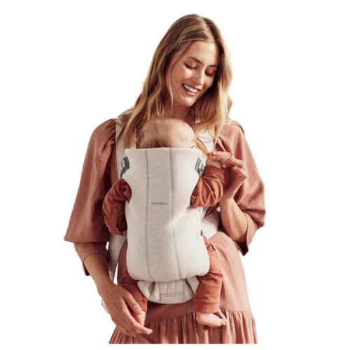 BabyBjörn Baby Carrier Mini, Light Beige, 3D Jersey | Infant Carrier (7-24 lbs), Ergonomic, Easy-to-Use