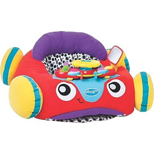 Playgro Music and Lights Comfy Car for Babies 6+ Months - Interactive Toddler Ride-On Toy for Imaginative Adventures - Detachable Dashboard, Storage Pouch, & Safe Play Space