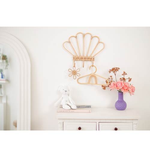 Rattan Shell Wall Hook, Rattan Nursery Wall Decor, Rattan Wall Hook, Boho Rattan Wall Hanger, Boho Girls Room Decor, Christmas Gift