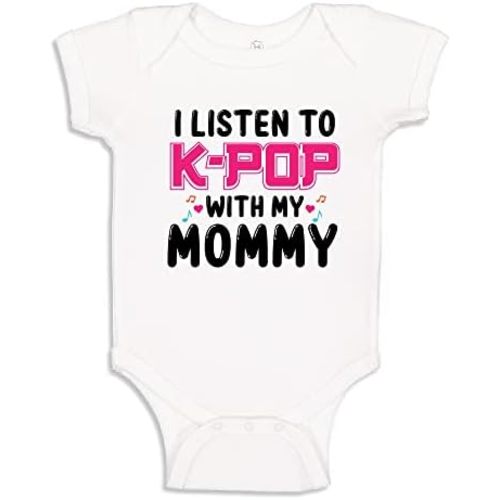 I Listen to K-Pop with My Mommy Baby One Piece Or Toddler T-Shirt Korean K Pop Baby Clothes