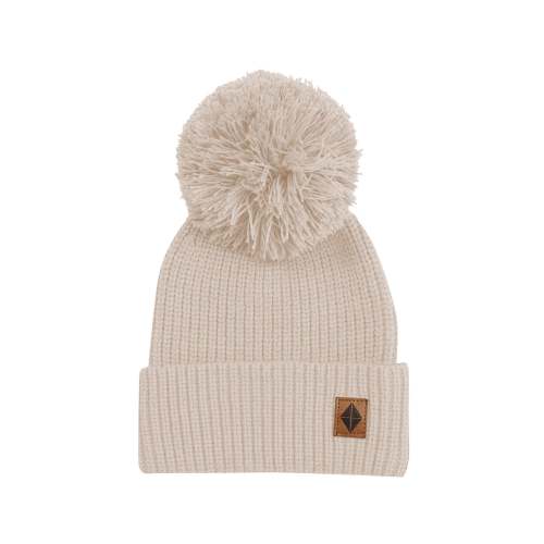Chunky Knit Pom Beanie in Almond