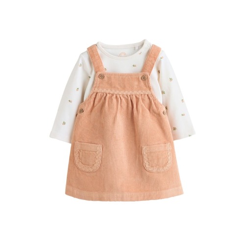 Kids' Corduroy Pinafore Dress & Bodysuit Set