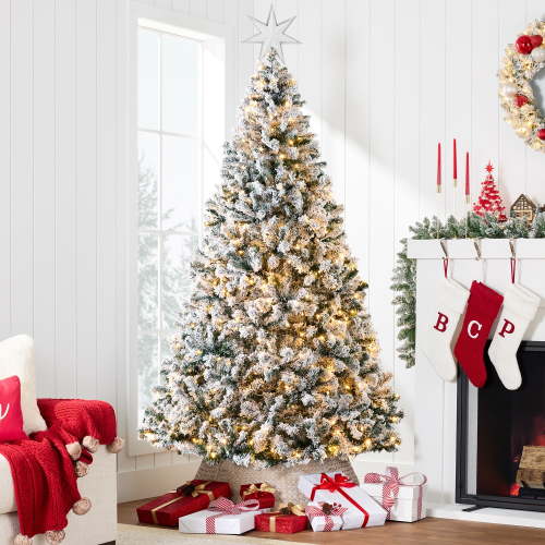 Best Choice Products 6ft Pre-Lit Snow Flocked Holiday Christmas Pine Tree, 250 Warm White Lights