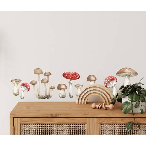Mushrooms Wall Decal Set | Woodland Nursery Decals | Forest Decals | Kids Room Wall Decal | Removable Fabric