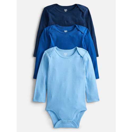 Wonder Nation Baby Boys' Solid Bodysuit with Long Sleeves, 3-Piece, Sizes 0M-24M