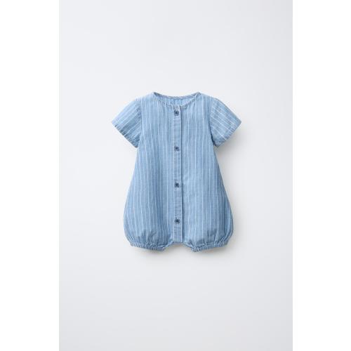 STRIPED ROMPER - Mid-blue | ZARA United States