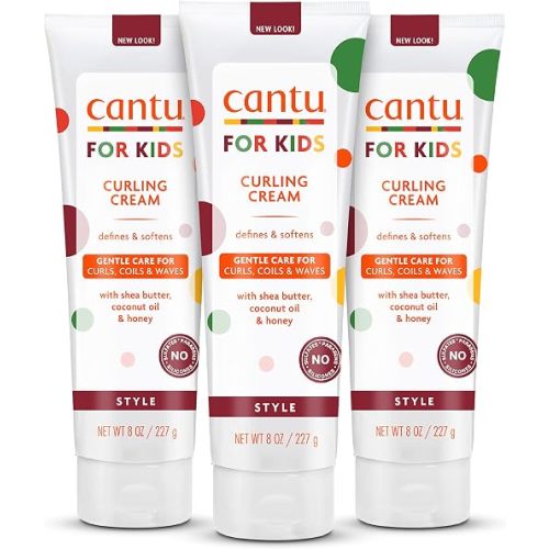 Cantu Care for Kids Paraben & Sulfate-free Curling Cream with Shea Butter, 8 oz (Pack of 3)