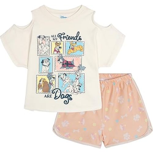 Disney T-Shirt and French Terry Shorts Outfit Set Infant to Big Kid Sizes (12 Months - 14-16)