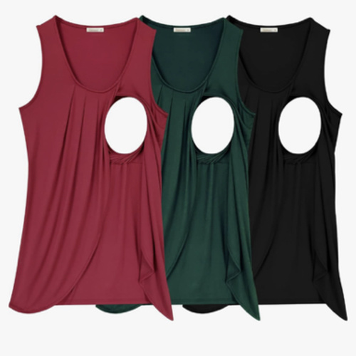 PARNIXS Summer Women's Maternity Nursing Tank Top Sleeveless Comfy Breastfeeding Clothes
