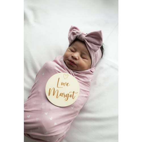 Tiny Hearts in Dusty Pink Large Bow Headwrap