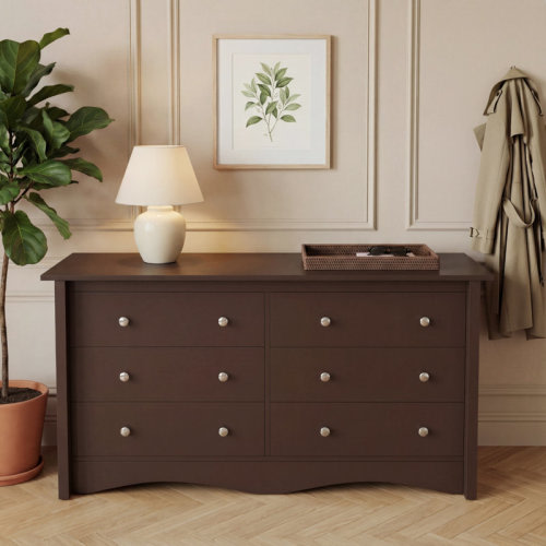 Brown 6 Drawer Wide Dresser