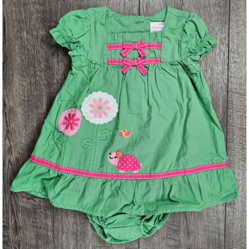 Baby Girl Clothes Gymboree Turtle And Friends 3-6 Month 2pc Green Dress