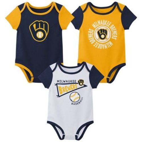 MLB Milwaukee Brewers Newborn 3-pack Bodysuits - 6-9M