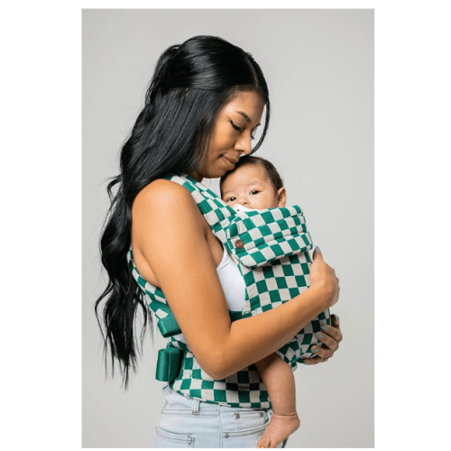 Mabē Monarch Ergonomic Baby Carrier – Premium Cotton Soft Structured Newborn to Toddler Carrier with Hip-Healthy Design, 3 Carry Positions (7-35lbs), Lightweight & Breathable (Evergreen Check)