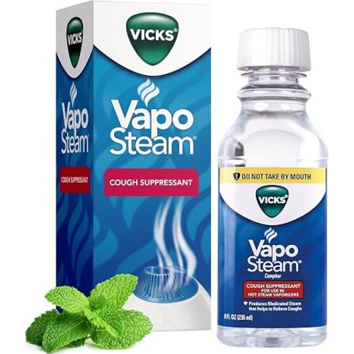 Vicks VapoSteam Medicated Liquid Camphor Cough Suppressant, 8 Oz