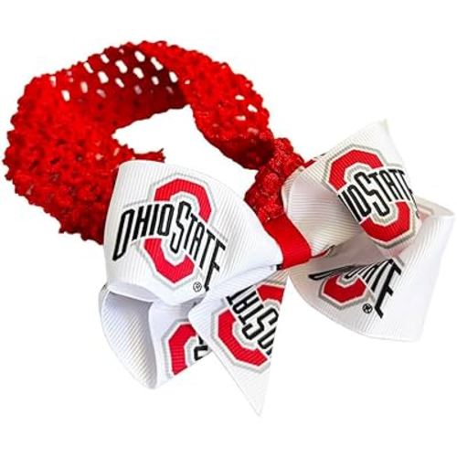 Ohio State Crochet Headband With Junior Bow - One Size Fits All - Officially Licensed