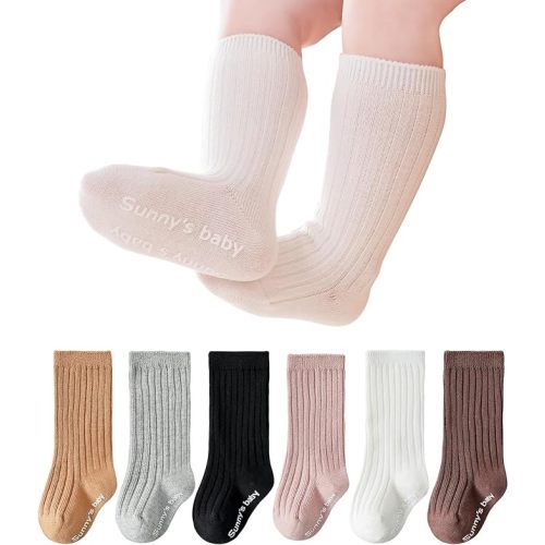 Zumou Toddler Knee High Socks Non Slip Anti Skid Baby Boy Girls Seamless Long Stockings