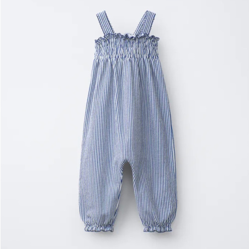 LONG SMOCKED STRIPED OVERALLS - Bluish | ZARA United States
