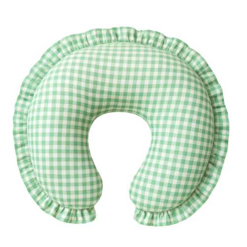 Green Gingham Ruffle Nursing Pillow Cover Breastfeeding Pillow Cover for Baby Boys and Girls Baby Shower Gift Neutral Baby Pillow U Shape