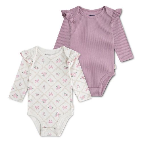 Newborn Baby Girls Huggies® 100% Organic Ruffle Long Sleeve Bodysuits 2-Pack