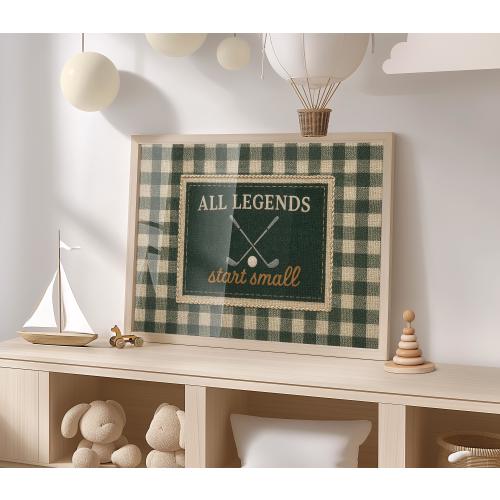 All Legends Start Small Golf Print – Vintage Sports Nursery Wall Art for Boys