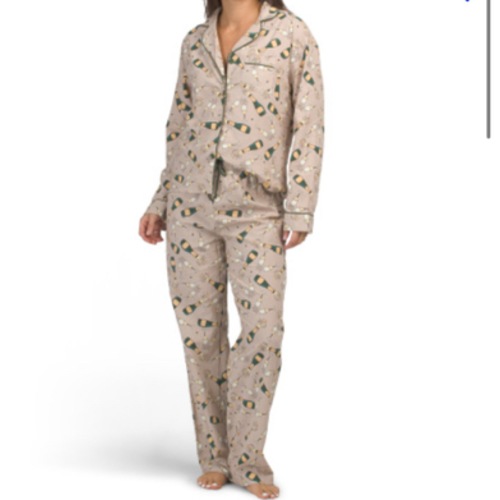 Cotton Champagne And Glasses Pajama Top And Pants Set | Family Pajamas | Marshalls