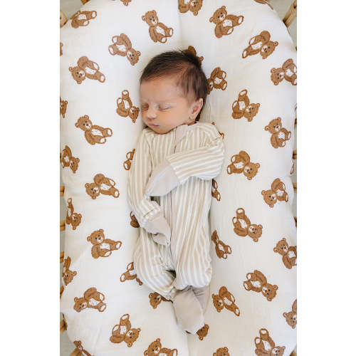 taupe stripe ribbed bamboo zipper